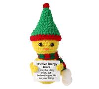 lasuroa Anatra Positiva con Cappello da Babbo Natale, Anatra all'Uncinetto con Sciarpa Uncinetto Natale Animali Positivi Natalizi per Decorazione della Festa di Natale Regalo di Incoraggiamento