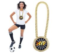 lasuroa Catena con Medaglia di Capra, 15 cm Collana con Ciondolo in Oro Grande Premio per Il più Grande Tutti i Tempi Divertente Catena da Campione MVP per Sportivi Calcio Basket Softball (Stile 1)