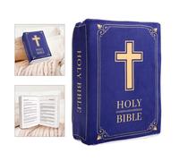 lasuroa Cuscino Bibbia, 33x22x9cm Cuscino Versetti Bibbia in Velluto che si Apre Cuscino a Forma di Libro Bomboniere Religiose Regali di Pasqua Battesimo per Donne Uomini(Blu)