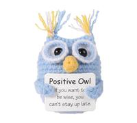 lasuroa Divertente Gufo Positivo All'Uncinetto, 7cm Simpatici Mini Bambola Lavorata a Maglia con Carta di Affermazione Ispiratrice Regalo di Incoraggiamento per Compleanno Bambini Feste Decorazioni