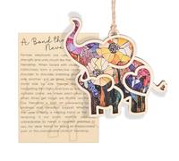 lasuroa Ornamento a Forma di Elefante Dell'amicizia con Biglietto di Auguri, Ornamento a Forma Elefante per Donne Grazioso Motivo Floreale Regali Amicizia Tra Amiche per Donne (Stile 2)