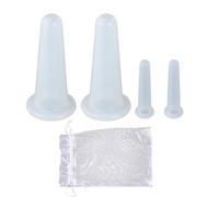lasuroa Set di 4 Coppette in Silicone per Viso, Strumento Anti-Età Massaggio Viso Sacchetto Garza Guance e Occhi Coppettazione Sottovuoto per Cura Della Pelle e la Riduzione Delle Rughe (Trasparente)