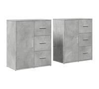 LASWWQMRF Credenza, 2 pezzi, grigio cemento, 60 x 31 x 70 cm, materiale in | Due moderne cassettiere effetto cemento creano uno spazio versatile in soggiorno o corridoio.
