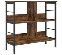LASWWQMRF Libreria a 4 scomparti, 82 x 32 x 79 cm, rovere affumicato | Versatile scaffale industriale con struttura in acciaio e piedini, adatto per soggiorno, corridoio e ufficio domestico.