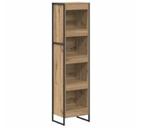 LASWWQMRF Libreria artigianale in quercia, 40 x 30 x 155 cm | Mobile sottile per camera da letto e ufficio: tre scomparti aperti offrono una struttura robusta in acciaio.