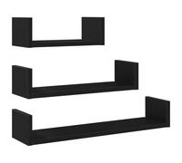 LASWWQMRF Set di 3 mensole da parete, effetto rovere nero, 60/45/30 cm | Tre ripiani sospesi versatili di dimensioni modulari creano ordine elegante in soggiorno, camera da letto o corridoio.