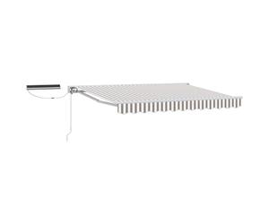 LASWWQMRF Tenda a mezza cassetta, estensibile, 5 x 3,5 m, grigio chiaro | Ideale per terrazza e giardino: la semicassetta protegge il tessuto mentre il telecomando garantisce comodità.