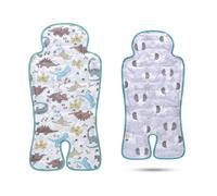 LAT Copriseduta Passeggino Universale, Reversible Tappetino Rinfrescante per Passeggino, Copripasseggino Universale Materassino Passeggino Estivo per Ovetto Seggiolino Auto (Dinosauro+Elefante)