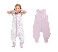 LAT Sacco Nanna Estivo per Bambini, 2 Pezzi Sacchi Nanna con Piedini 0.5 TOG, 100% Cotone Sacco Nanna, Sacco a Pelo Estivo con Tasche per Bambini (Coniglio+Bianco, M)