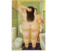 LATAFA Fernando Botero Poster e Stampe《Bagno》Arte della Parete Fernando Botero Dipinto su Tela Fernando Botero Immagini per la Decorazione della Parete di casa 40x60 cmx1 Senza Cornice