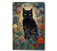 LATAFA Gustav Klimt Gatto Poster e Stampe Gustav Klimt Arte della Parete Giardino Floreale Gatto Tela Immagine per Soggiorno Decorazione di Arte della Parete 40x50 cm Senza Cornice