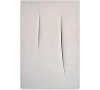 LATAFA Lucio Fontana Poster e Stampe Lucio Fontana Wall Art Bianco Scratch Tela Dipinto Lucio Fontana Immagini per Soggiorno Decor 50x70cmx1 Senza Cornice