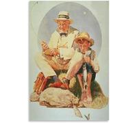 LATAFA Pesca Da Norman Rockwell Poster Norman Rockwell Tela Arte Della Parete Norman Rockwell Stampe E Pittura Per Home Decor Immagine 50x70cm Senza Cornice