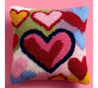 Latch Hook Cuscini,Cuore Set Di Fodere Per Cuscini Kit Per Fabbricare Tappeti A Punto Croce,Gancio Di Chiusura Kit Motivo Colore 43X43Cm