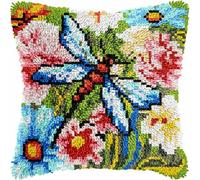 Latch hook Cuscini Kit Uncinetto Adulto Grandi Fiori Farfalla Colorato Tappeto Federa Bambini Principiante Ricamo fai da te Set fatto a mano Craft Divano Home Decor 43x43cm, 1PCS