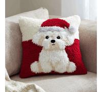 Latch Hook Cuscini Piccoli,Cane Set Di Fodere Per Cuscini,Fai Da Te Creativo, Kit Per Fabbricare Tappeti A Punto Croce,Gancio Di Chiusura Kit Motivo Colore 43X43Cm