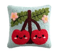 Latch Hook Cuscini Piccoli,Ciliegia Set Di Fodere Per Cuscini,Fai Da Te Creativo, Kit Per Fabbricare Tappeti A Punto Croce,Gancio Di Chiusura Kit Motivo Colore 43X43Cm