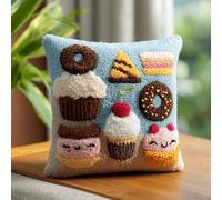 Latch Hook Cuscini Piccoli,Dolci Set Di Fodere Per Cuscini,Fai Da Te Creativo, Kit Per Fabbricare Tappeti A Punto Croce,Gancio Di Chiusura Kit Motivo Colore 43X43Cm