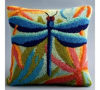 Latch Hook Cuscini Piccoli,Libellula Set Di Fodere Per Cuscini,Fai Da Te Creativo, Kit Per Fabbricare Tappeti A Punto Croce,Gancio Di Chiusura Kit Motivo Colore 43X43Cm