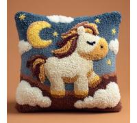 Latch Hook Cuscini Piccoli,Pony Set Di Fodere Per Cuscini,Fai Da Te Creativo, Kit Per Fabbricare Tappeti A Punto Croce,Gancio Di Chiusura Kit Motivo Colore 43X43Cm