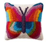 Latch Hook Cuscini Piccoli, Set Di Fodere Per Cuscini,Farfalla Kit Per Fabbricare Tappeti A Punto Croce,Gancio Di Chiusura Kit Motivo Colore 43X43Cm