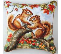 Latch Hook Cuscini Piccoli, Set Di Fodere Per Cuscini,Fattoria Degli Scoiattoli Fai Da Te Creativo, Kit Per Fabbricare Tappeti A Punto Croce,Gancio Di Chiusura Kit Motivo Colore 43X43Cm