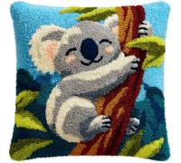 Latch Hook Cuscini Piccoli, Set Di Fodere Per Cuscini,Koala Fai Da Te Creativo,Kit Per Fabbricare Tappeti A Punto Croce,Gancio Di Chiusura Kit Motivo Colore 43X43Cm