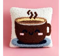 Latch Hook Cuscini Piccoli,Tazza Di Caffè Set Di Fodere Per Cuscini,Fai Da Te Creativo, Kit Per Fabbricare Tappeti A Punto Croce,Gancio Di Chiusura Kit Motivo Colore 43X43Cm