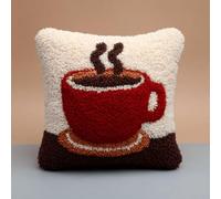 Latch Hook Cuscini Piccoli,Tazza Di Caffè Set Di Fodere Per Cuscini,Fai Da Te Creativo, Kit Per Fabbricare Tappeti A Punto Croce,Gancio Di Chiusura Kit Motivo Colore 43X43Cm