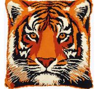 Latch Hook Cuscini Piccoli,Tigre Set Di Fodere Per Cuscini,Fai Da Te Creativo, Kit Per Fabbricare Tappeti A Punto Croce,Gancio Di Chiusura Kit Motivo Colore 43X43Cm
