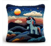 Latch Hook Cuscini,Pony Set Di Fodere Per Cuscini Kit Per Fabbricare Tappeti A Punto Croce,Gancio Di Chiusura Kit Motivo Colore 43X43Cm