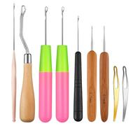 Latch Hook Interlocking Tool - 9pcs Crochet Hair Needles Dreadlock | Tool Set for Dreadlock Braiding | Crochet Hooks Accessories for Hair, Loc Tools for Dreads, Braid Carpet Making, Braid Craft