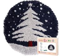 Latch Hook Rug Kit for Adults,Albero di Natale bianco,DIY Latch Hook Rug Kit with Preprinted Pattern Canvas,Needlework Crafts Rug for Home Decor Gifts,50x50cm