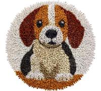 Latch Hook Rug Kit for Adults,Piccolo cane Beagle,DIY Latch Hook Rug Kit with Preprinted Pattern Canvas,Needlework Crafts Rug for Home Decor Gifts,50x50cm