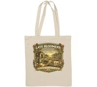 Late Bloomers Garden Growing Inspiration - Borsa tote in cotone naturale, colore: Bianco