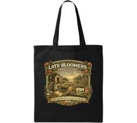 Late Bloomers Garden Growing Inspiration - Borsa tote in cotone naturale, colore: nero