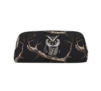 Late Night Owl Custodia in pelle leggera e portatile con cerniera 20,5 x 5,5 x 8 cm per ufficio e viaggio borsa per trucchi, Argento, Taglia unica, Portamonete