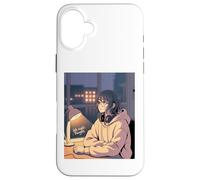 Late Night Thoughts Ragazza Anime Lo Fi Con Cuffie Interno Custodia per iPhone 16 Plus
