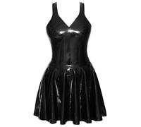 Abito mini in lattice 100% con gonna a balze (nero) - M