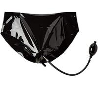 Mutande femminili in lattice con due dildo interni gonfiabili (nero) - M