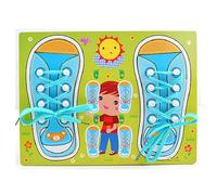 Latebebebe 1 pc Kids Wood Shoe Sneaker Sneaker Board Impara a Legare Un impianto di Legno di Legno di di di Pratica delle capacità motorie per Bambini dai 3 Anni in su (Blu)