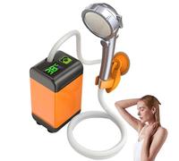 Latebebebe Doccia da Campeggio 12V 4800MAH Monitoraggio della Temperatura Ricaricabile Doccia Portatile con, Staffa di aspirazione e Filtro Staccabile per Zaino in Spalla, Escursioni, Esterni