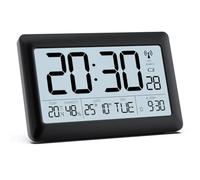LATEC Orologio, Sveglia Digitale Radio Controllata con Ampio Schermo LCD da 7,5" - Orologio Digitale a Batteria con Temperatura/Umidità/Calendario - Sveglia/Funzione Snooze - Retroilluminazione