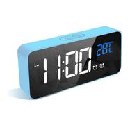 LATEC Sveglia Digitale con LED Temperatura Display Orologio con 10 Suoni di Allarme Porta di Ricarica USB Dimmer di Luminosità Regolabile a Sonnellino Allarme Specchio Portatile con Doppio Allarme