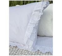L'ATELIER 17 Completo Letto Matrimoniale Primaverile, Boutis lenzuoli Estivi in Puro Cotone con Pizzo San Gallo in Tinta Nicole Prodotto Artigianale Cucito a Mano Made in Italy 2 Varianti Bianco