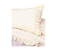 L'ATELIER 17 Completo Letto Singolo Primaverile, Boutis lenzuoli Estivi in Puro Cotone Tinta Unita con Balze, Shabby Chic Brigitte Made in Italy 6 Varianti Avorio