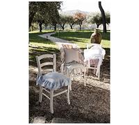 L'ATELIER 17 Set 2 Cuscini sedia cucina con lacci, Coprisedia tinta unita "Essentiel" con balza, Shabby Chic 40x40 cm 6 varianti BEIGE