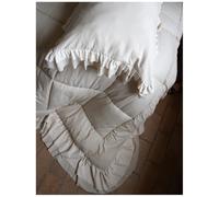 L'ATELIER 17 Trapunta Letto Shabby Chic Una Piazza e Mezza Invernale Double Face con Balza Cloud Rouches + 2 federe Cuscino 220x260cm 6 Varianti Beige/Avorio