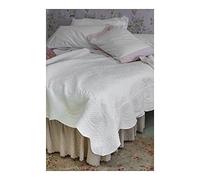 L'ATELIER 17 Vestiletto coprirete Una Piazza e Mezza in Puro Cotone con Pizzo San Gallo Essentiel Shabby Chic 135x200x30 cm 2 Varianti Bianco