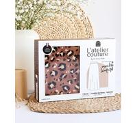 L'atelier de couture Jupe longue Eléna mocha léopard: Avec 1 mètre de tissu Popeline viscose et 1 mètre de ruban élastique "or"